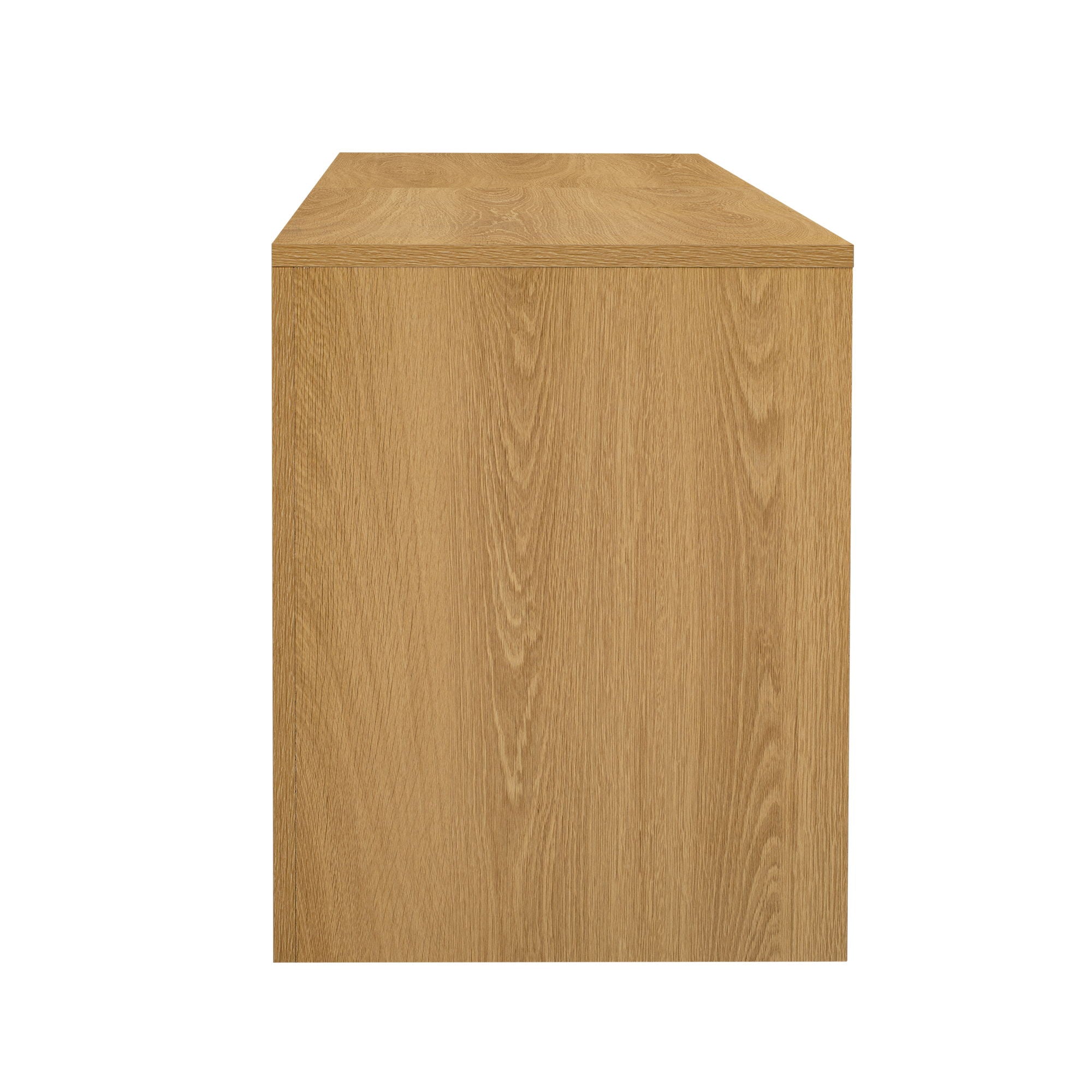 TV Stand With 6 Cabinets & 2 Open Compartments, Entertainment Center For TVs Up To 90'', Television Console - Natural Wood