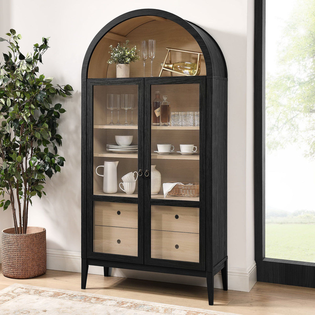 Nolan 74" Tall Wide Arched Storage Display Cabinet by Modway