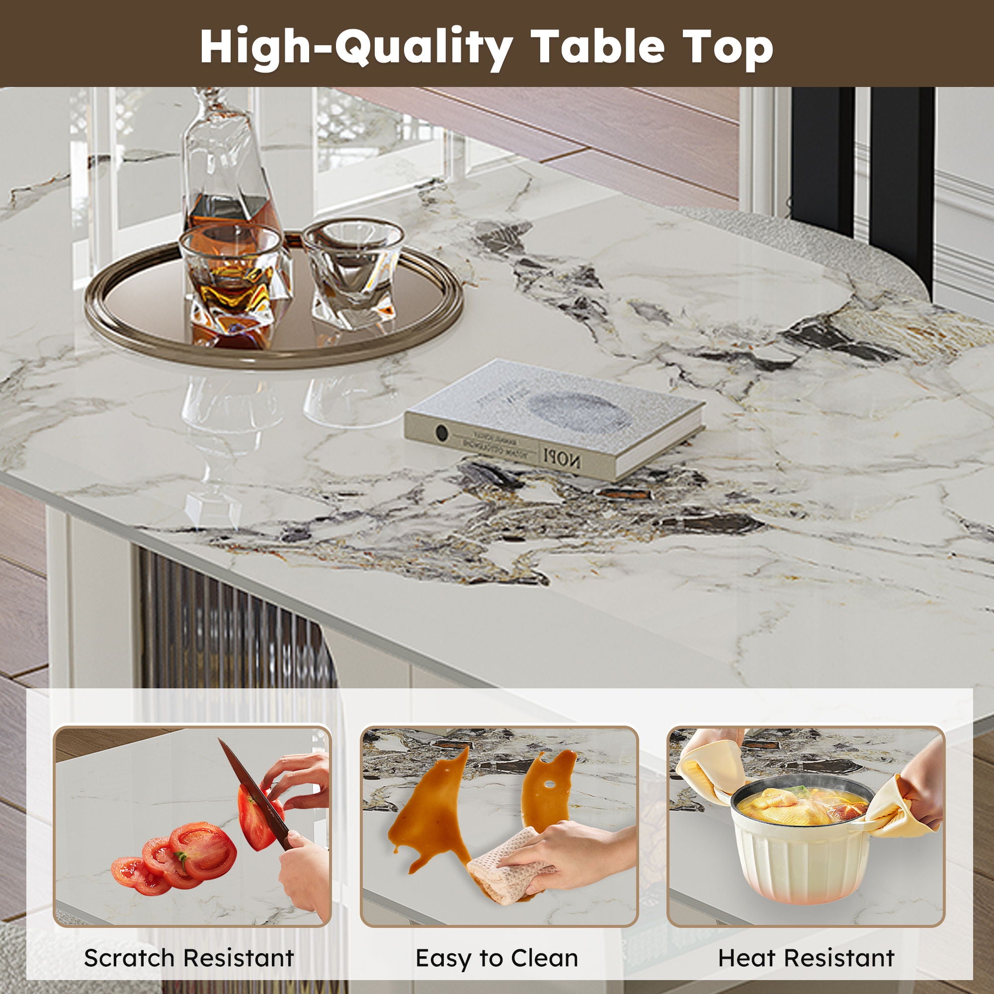 Modern Dining Table Set With Storage, Includes Chairs