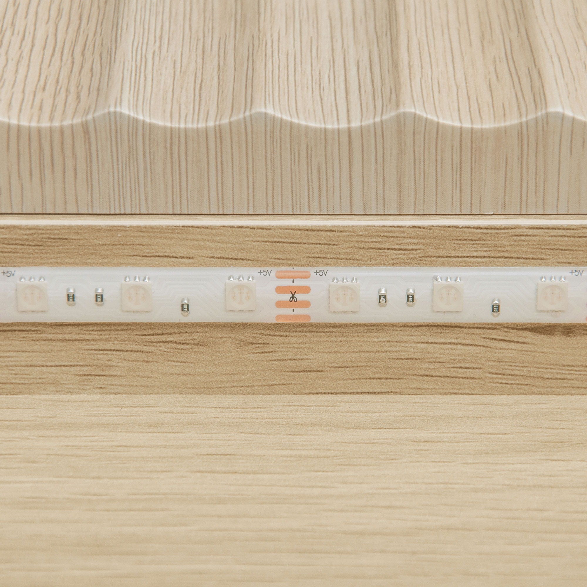 Fluted 6 Drawers Dresser, Double Dresser Chest Of Drawers, Modern Chest Of Drawers With LED, Drawer Organizer For Bedroom, Living Room, Hallway - Natural