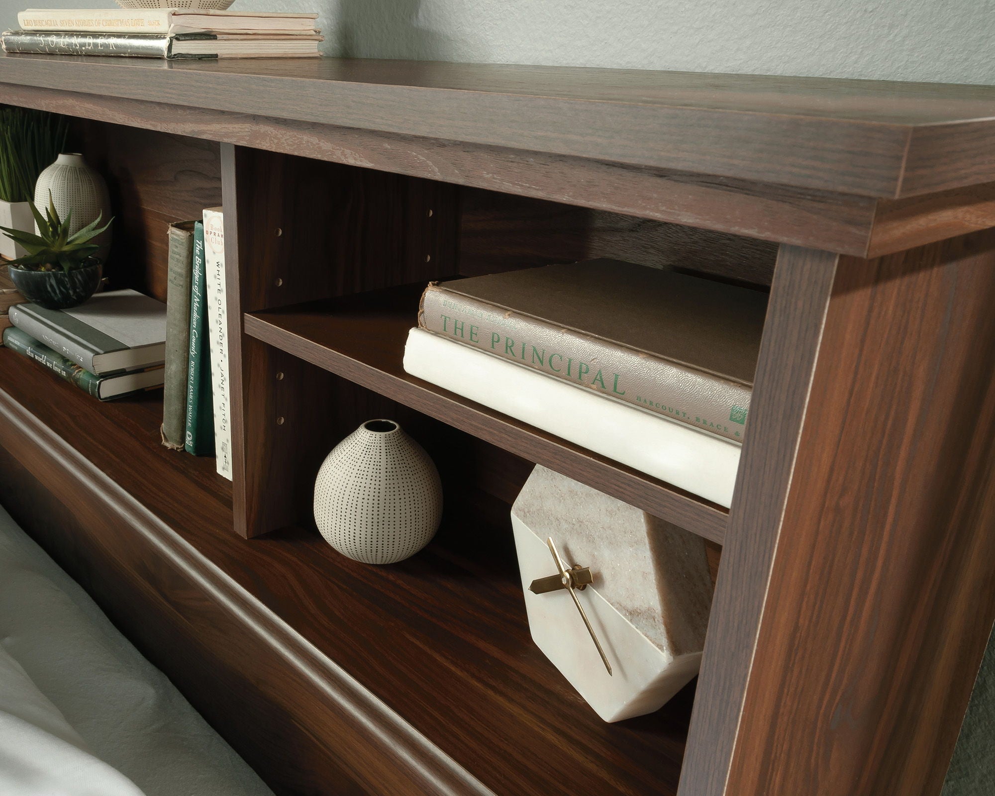 Full/Queen Bookcase Headboard Grand Walnut