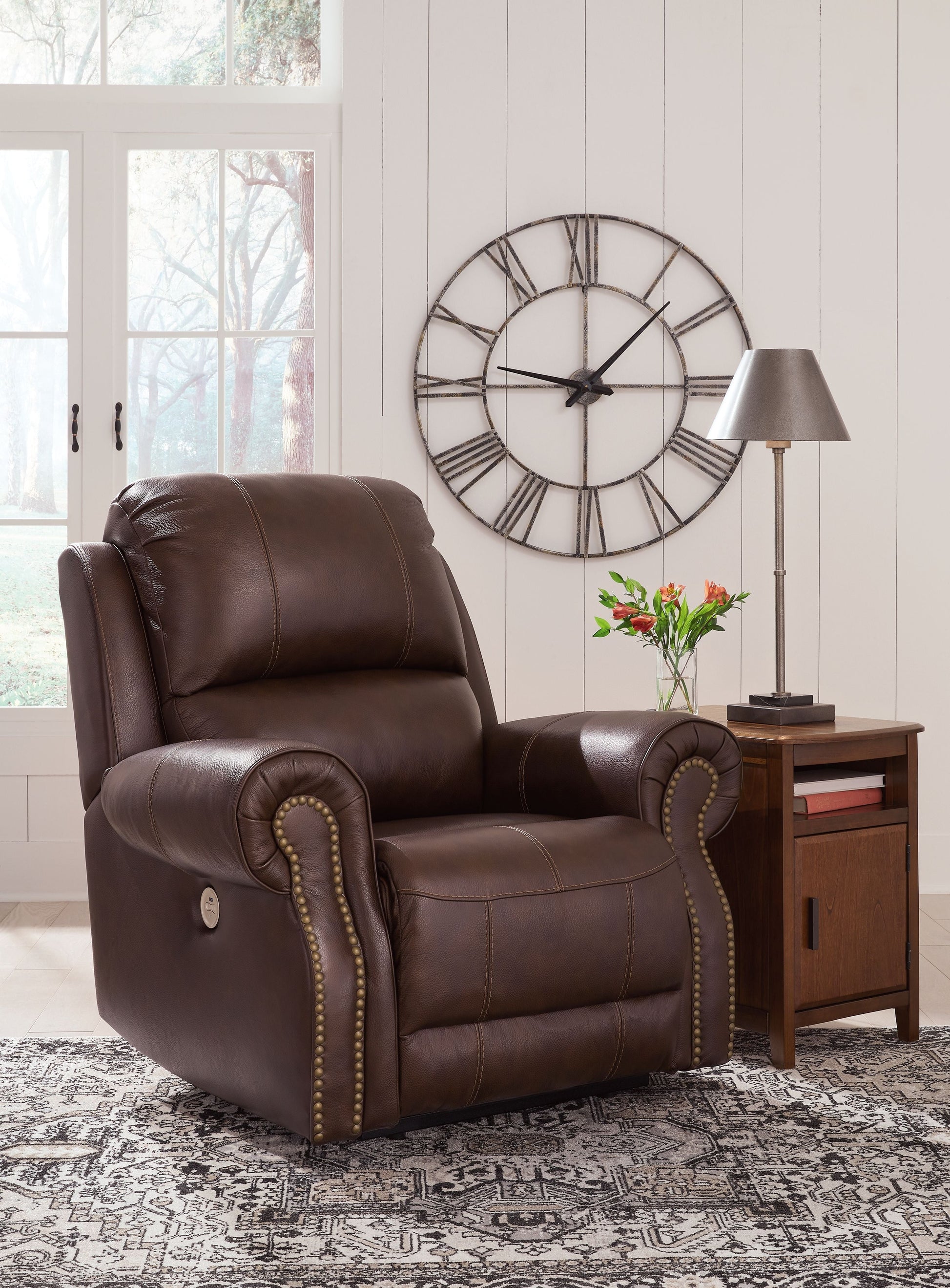 Signature Design by Ashley® Freyeburg - Walnut - Zero Wall Power Recliner | Meri Furniture