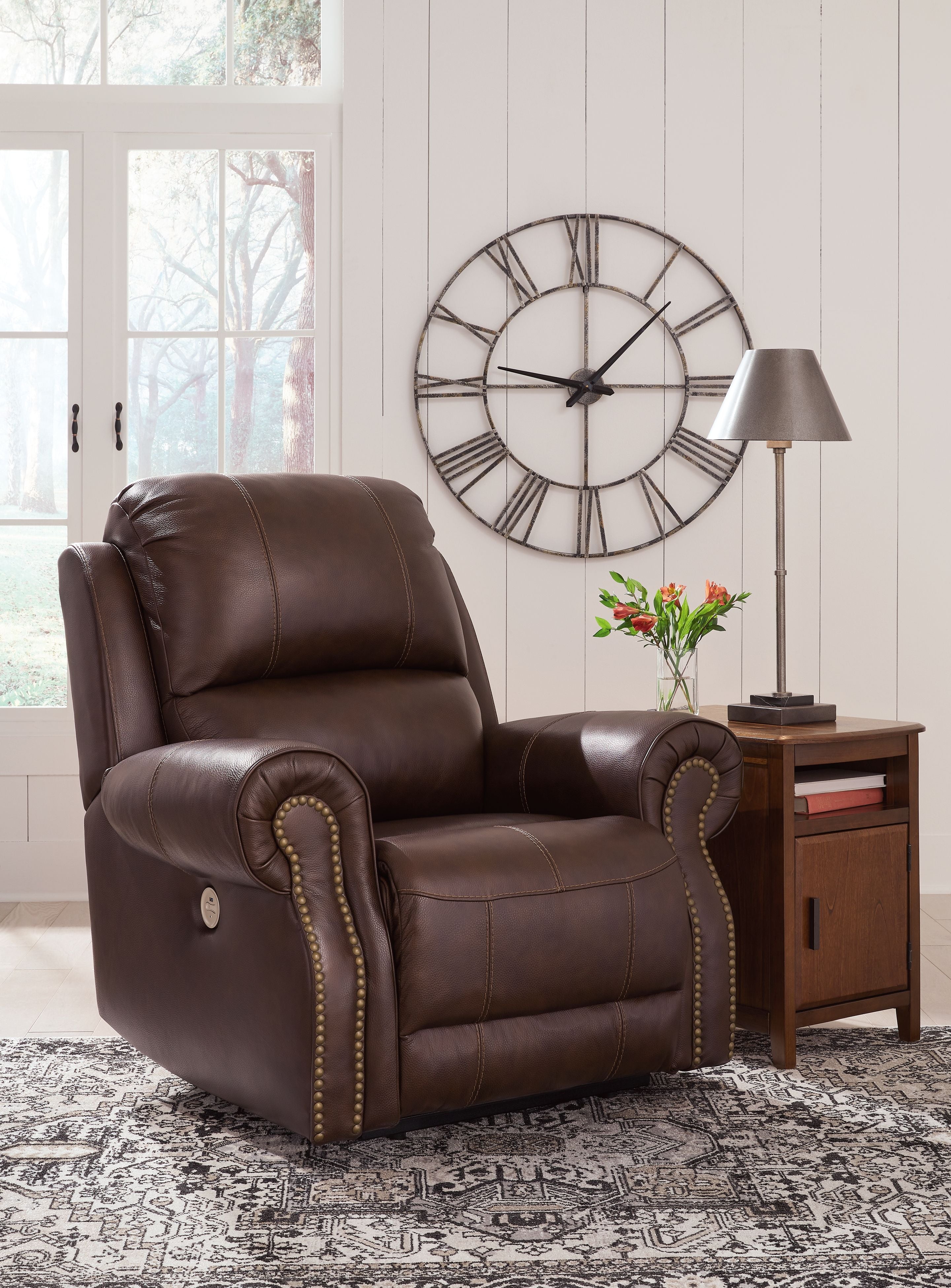 Signature Design by Ashley® Freyeburg - Walnut - Zero Wall Power Recliner | Meri Furniture