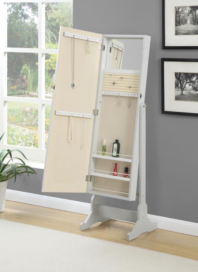Coaster Fine Furniture Yvonne - Cheval Mirror With Jewelry Storage - Dove Gray | Meri Furniture