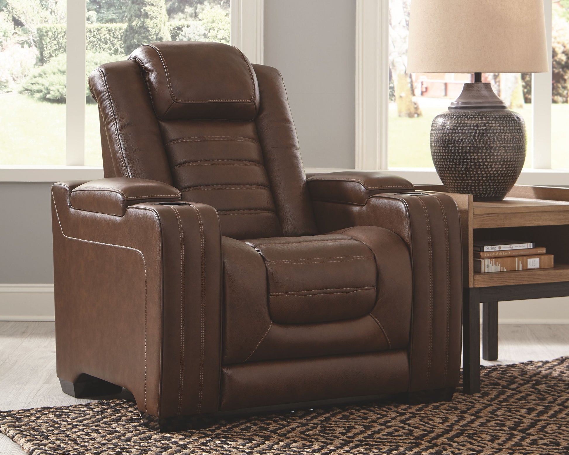 Ashley Furniture Backtrack - Chocolate - Pwr Recliner/Adj Headrest | Meri Furniture
