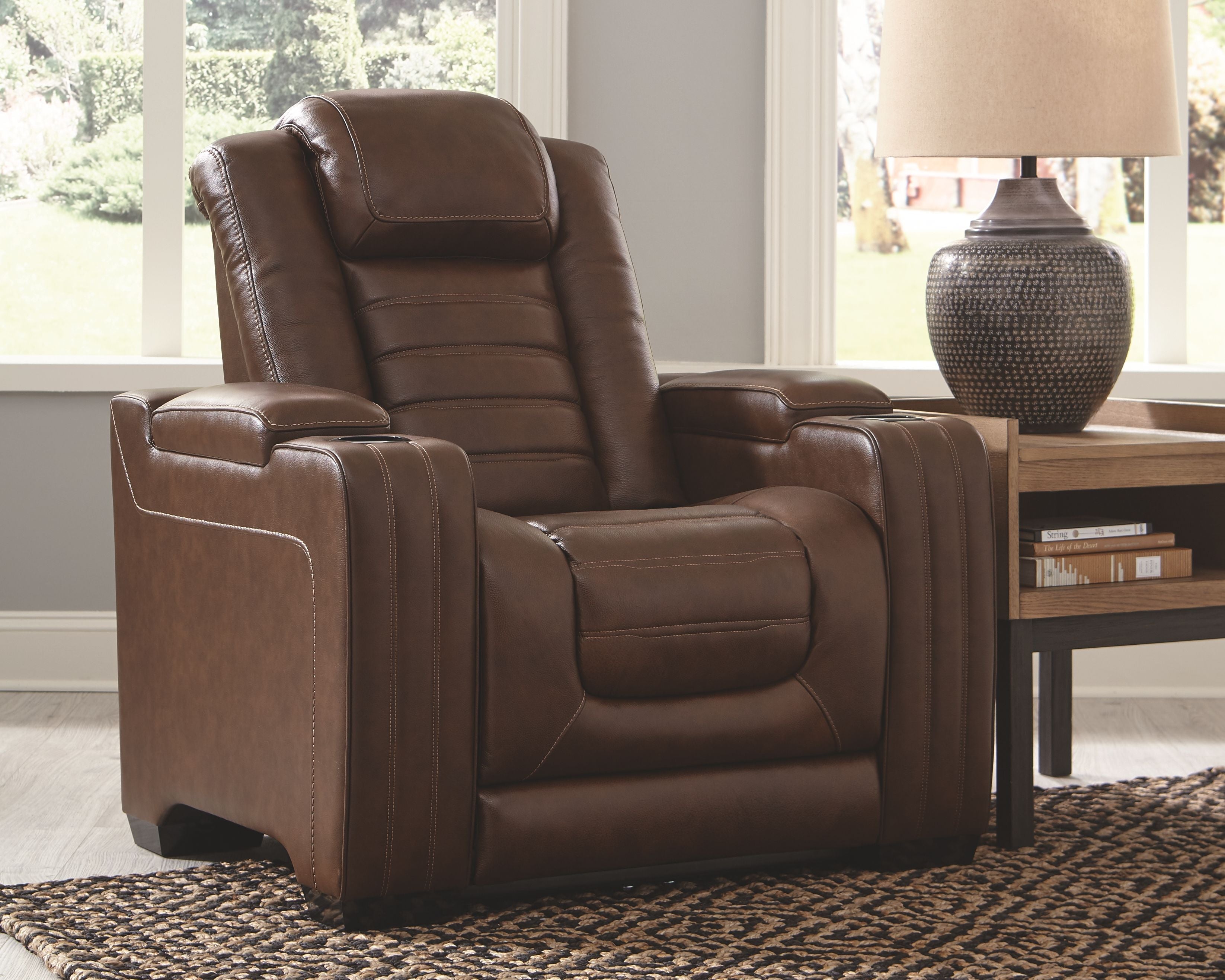 Ashley Furniture Backtrack - Chocolate - Pwr Recliner/Adj Headrest | Meri Furniture