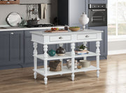 Rorratt - Kitchen Island - Marble Top & White