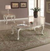 ACME KD, Rect. Coffee Table w/Marble Top • Curved Apron w/Scrolled Ornamental Details • Leg: Queen Anne w/Leaf Accent | Meri Furniture