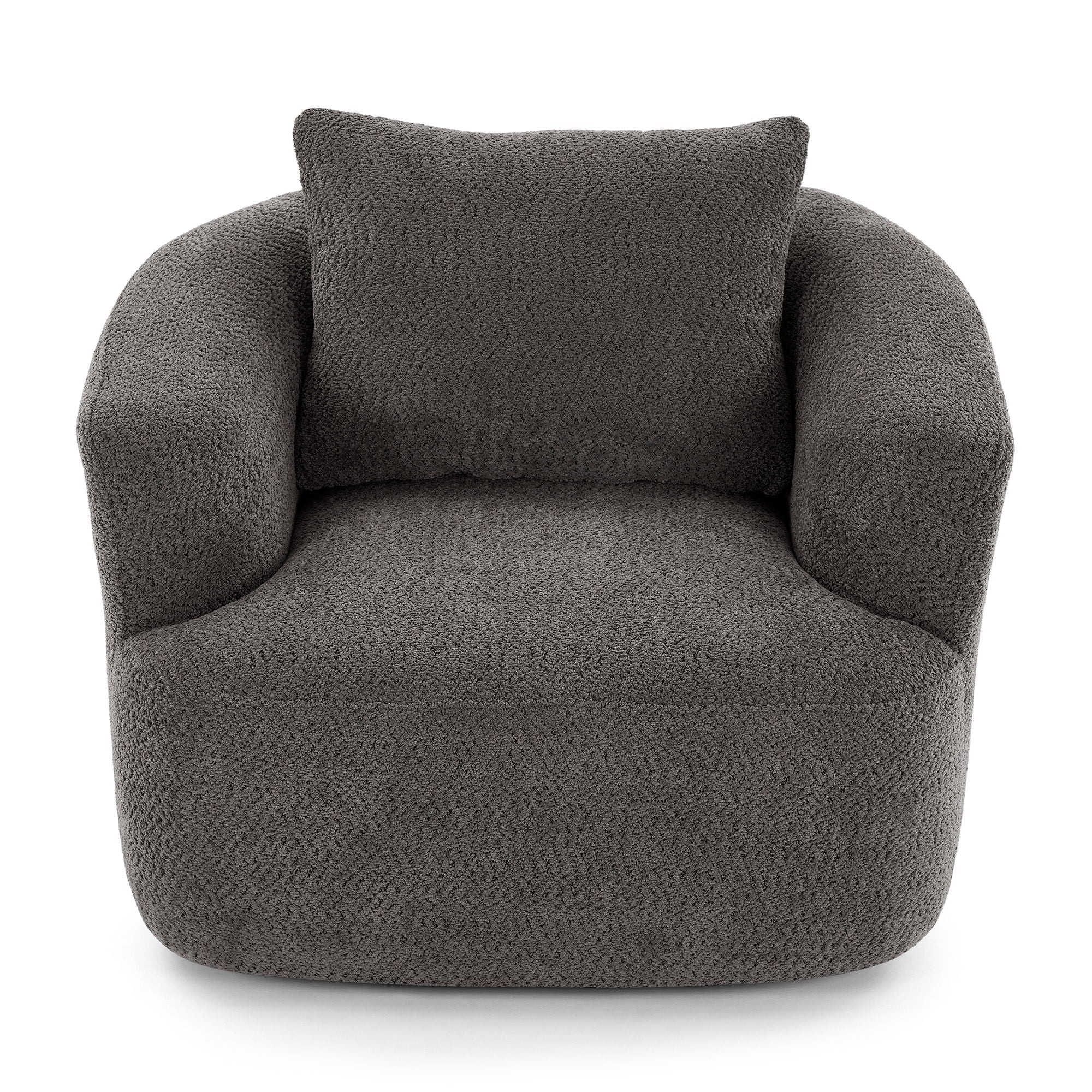 360° Swivel Barrel Sofa Chair With Throw Pillow, Chenille Upholstered Accent Chair