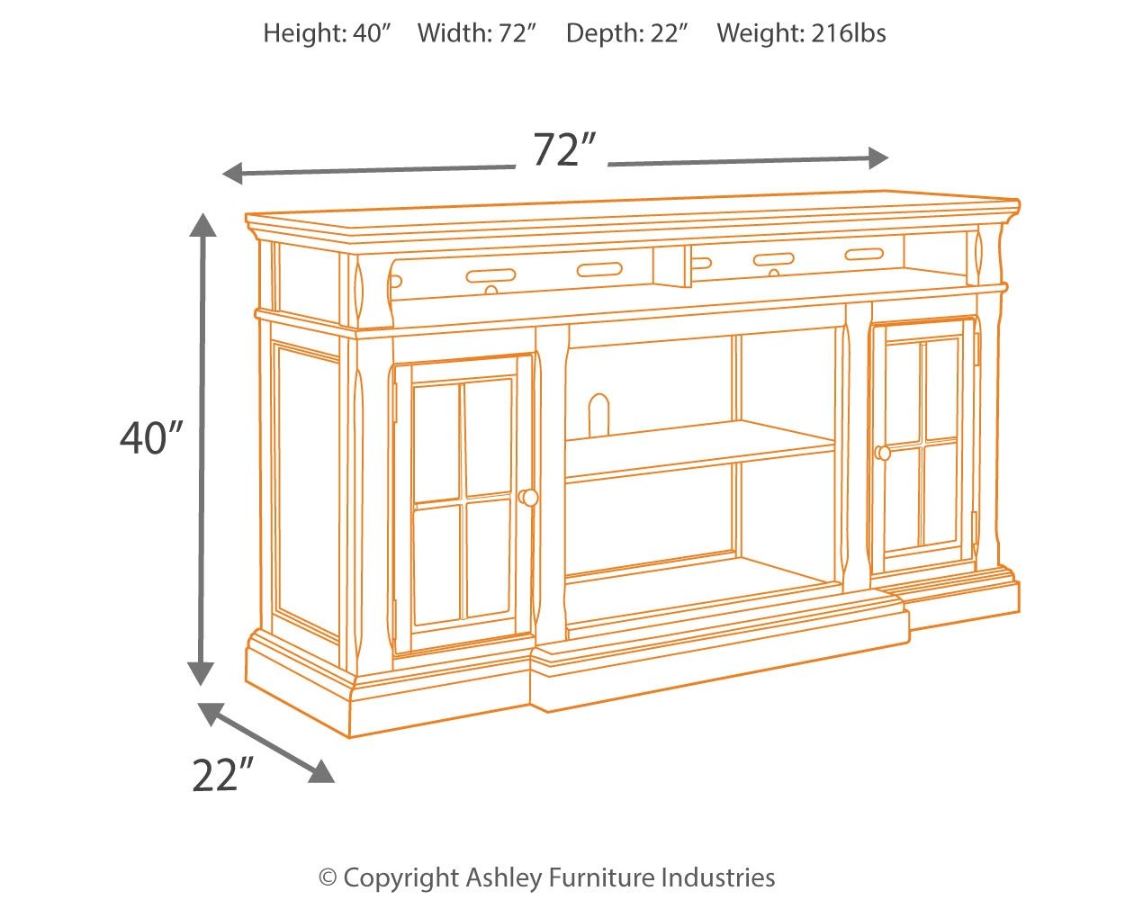Ashley Furniture Roddinton - Dark Brown - XL TV Stand W/Fireplace Option | Meri Furniture