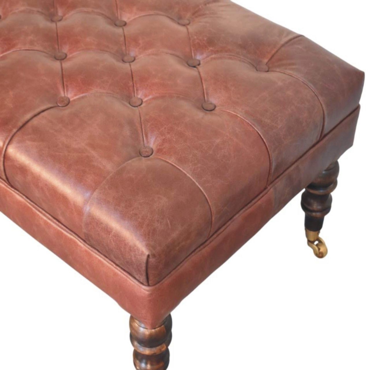 Buffalo - Leather Ottoman With Castor Legs