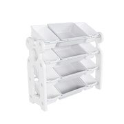 Multi Functional Kids Toy Storage Organizer Cabinet With Hdpe Shelf And 12 Bins - Gray White