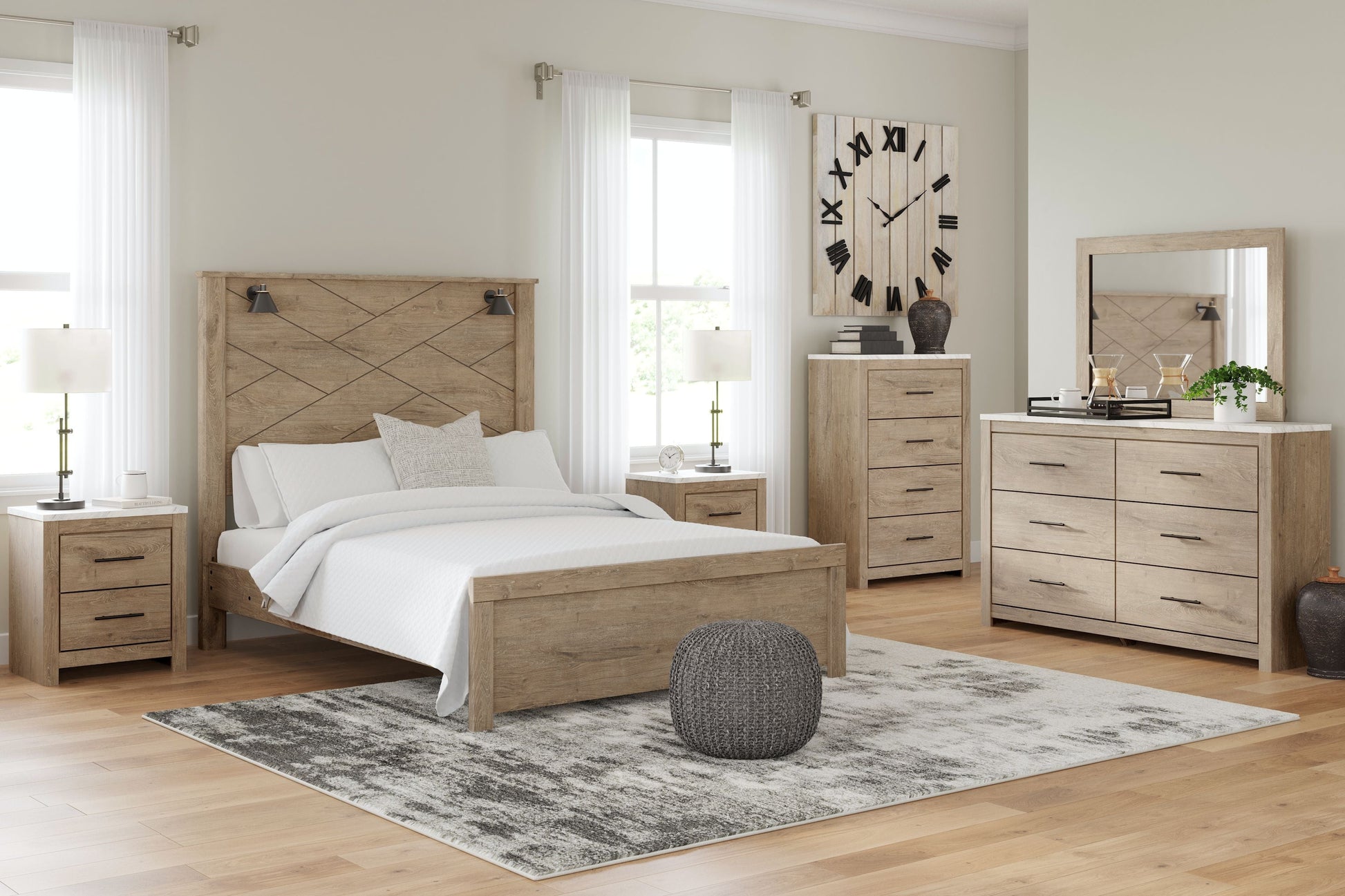 Signature Design by Ashley® Senniberg - Panel Bed With Sconces | Meri Furniture