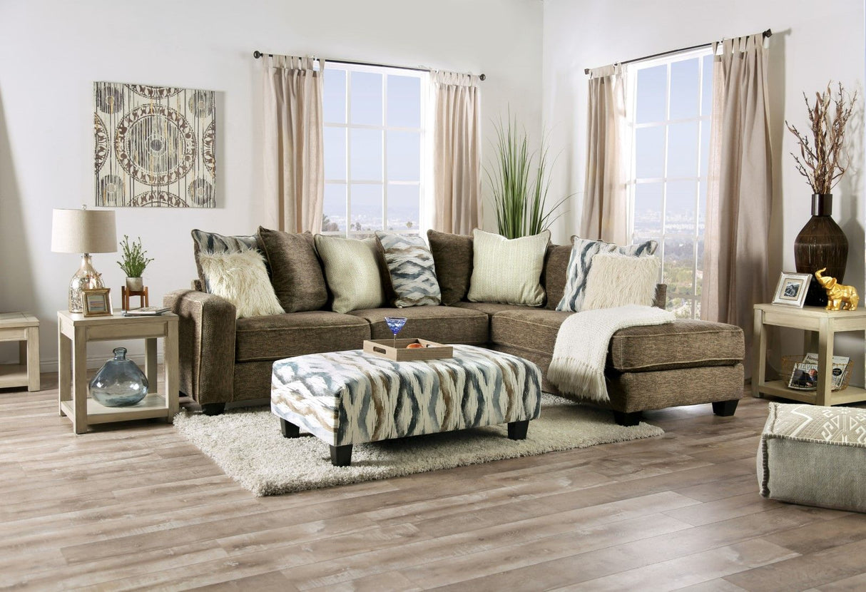 Furniture of America Kempston - Sectional - Brown | Meri Furniture