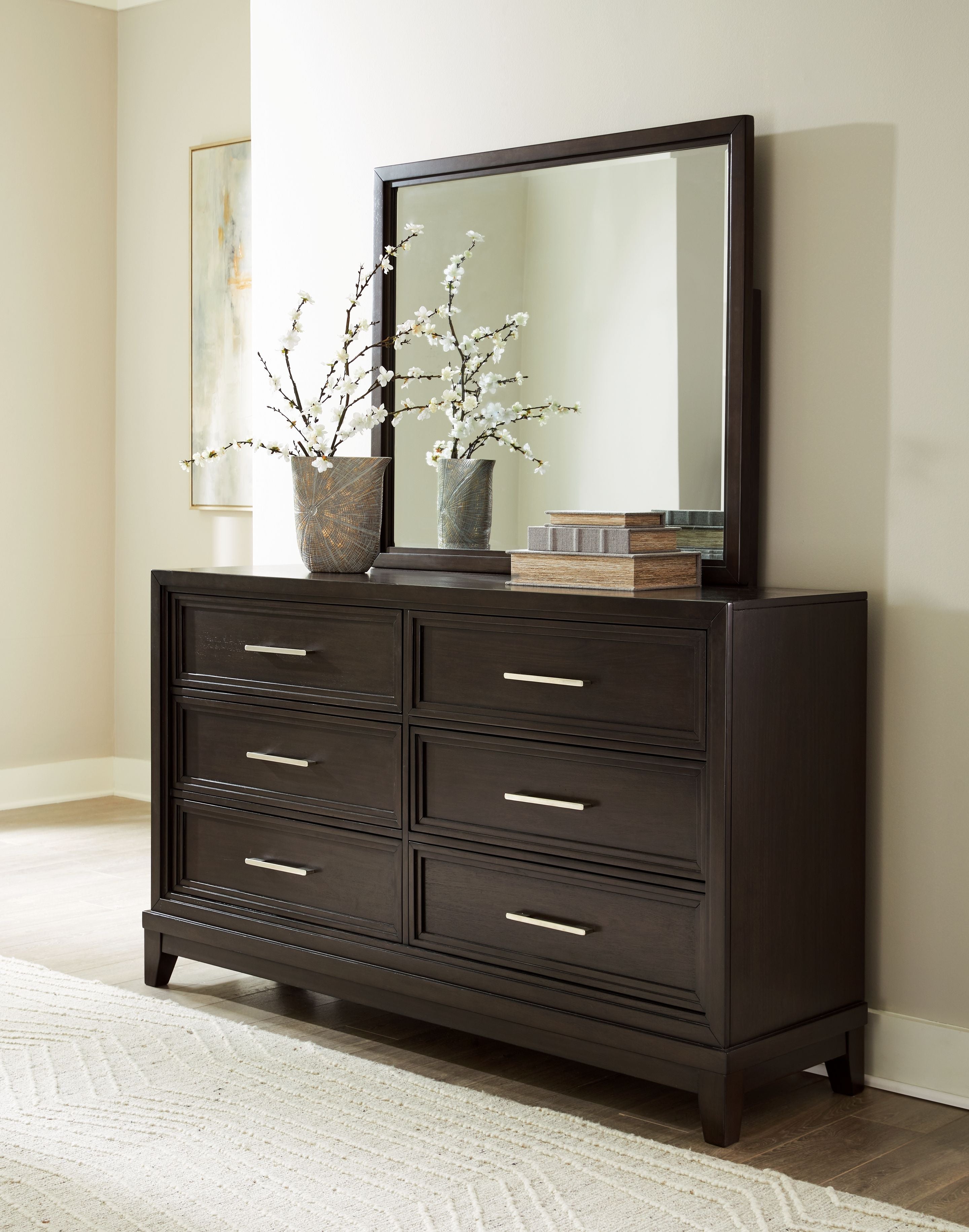 Signature Design by Ashley® Neymorton - Dark Grayish Brown - Dresser And Mirror | Meri Furniture