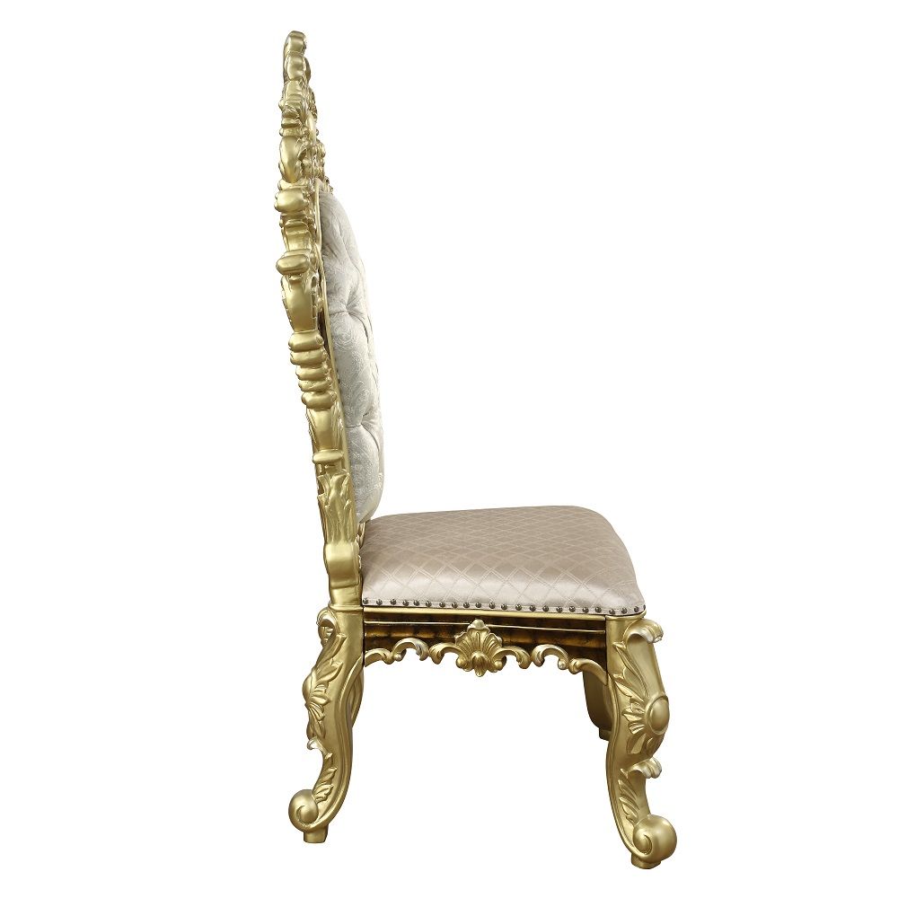 ACME Desiderius - Side Chair (Set of 2) - Antique Gold & Hand-Painted Brown | Meri Furniture