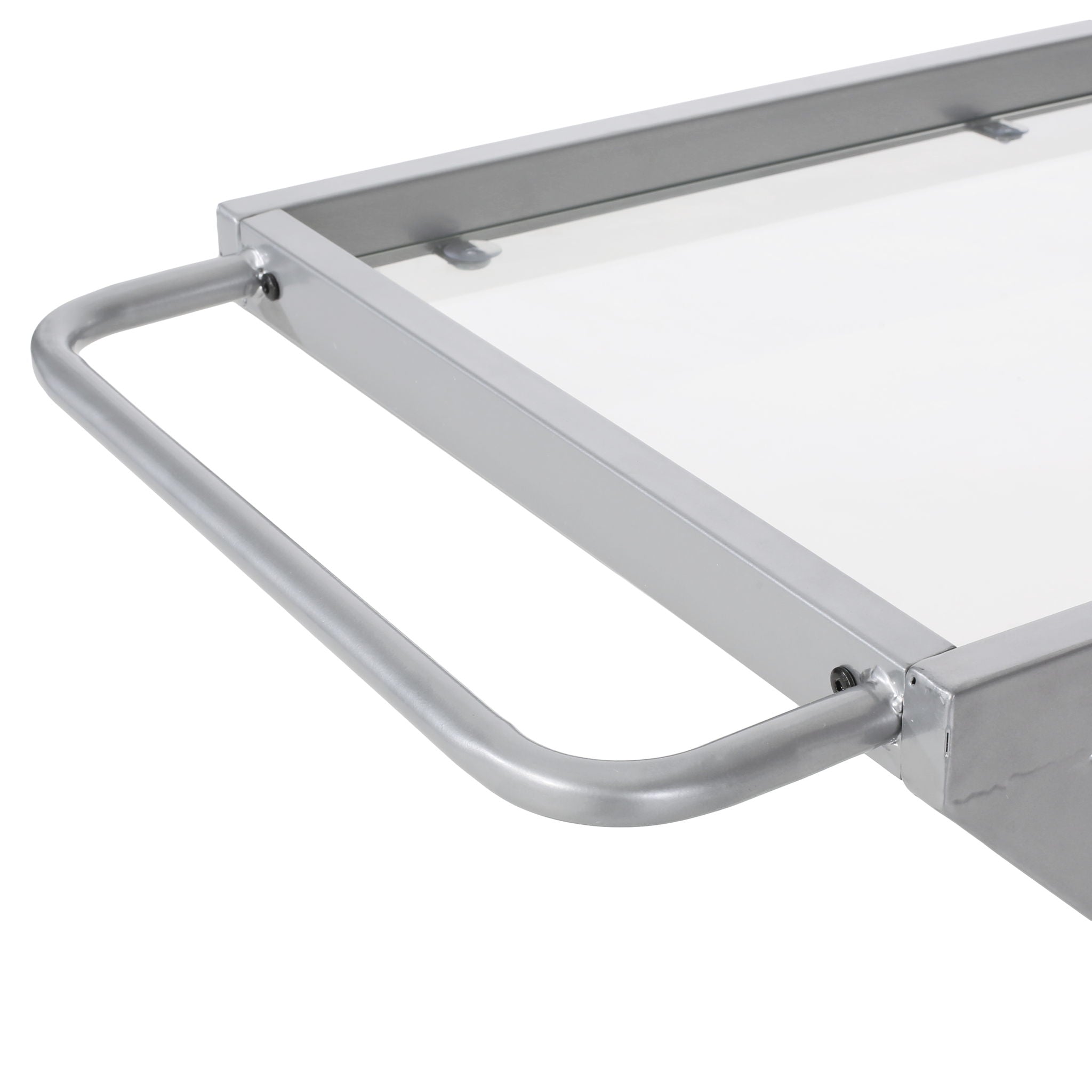 Modern Z Shaped Bar Cart With Tempered Glass Shelves - Silver