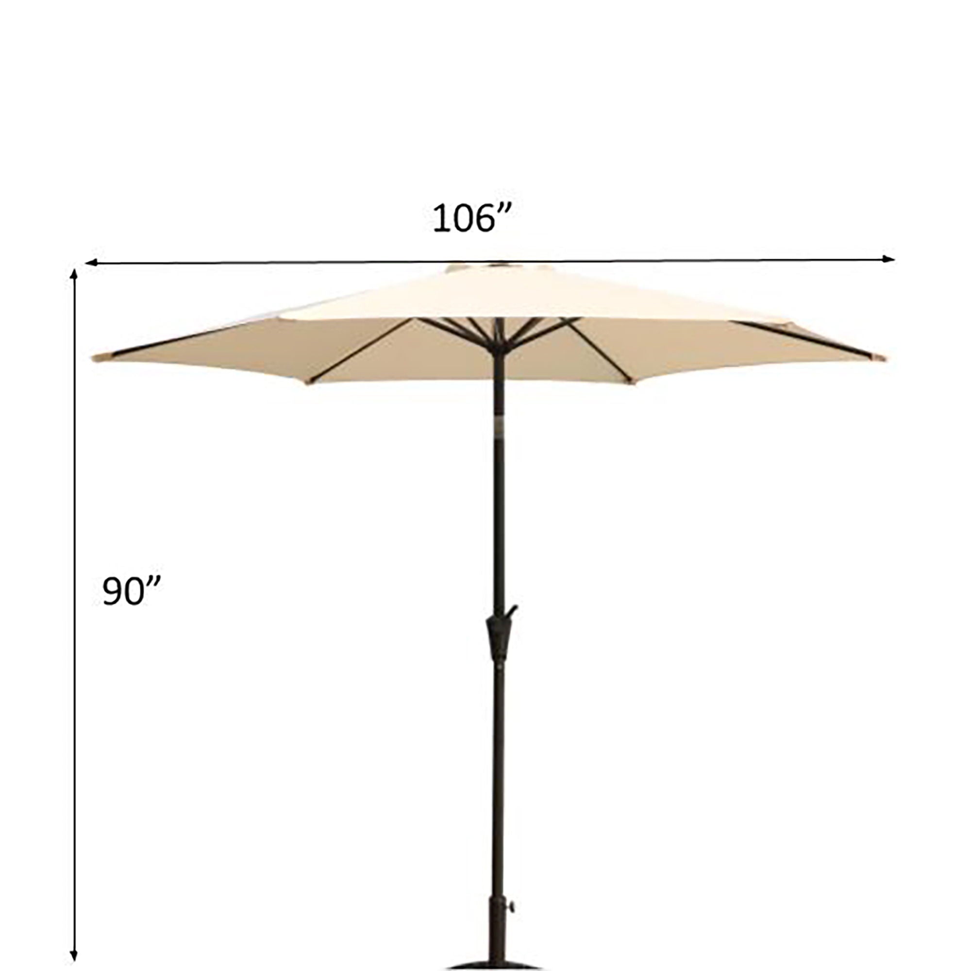 8.8' Outdoor Aluminum Patio Umbrella, Market Umbrella With 33 Pounds Round Resin Umbrella Base Lift