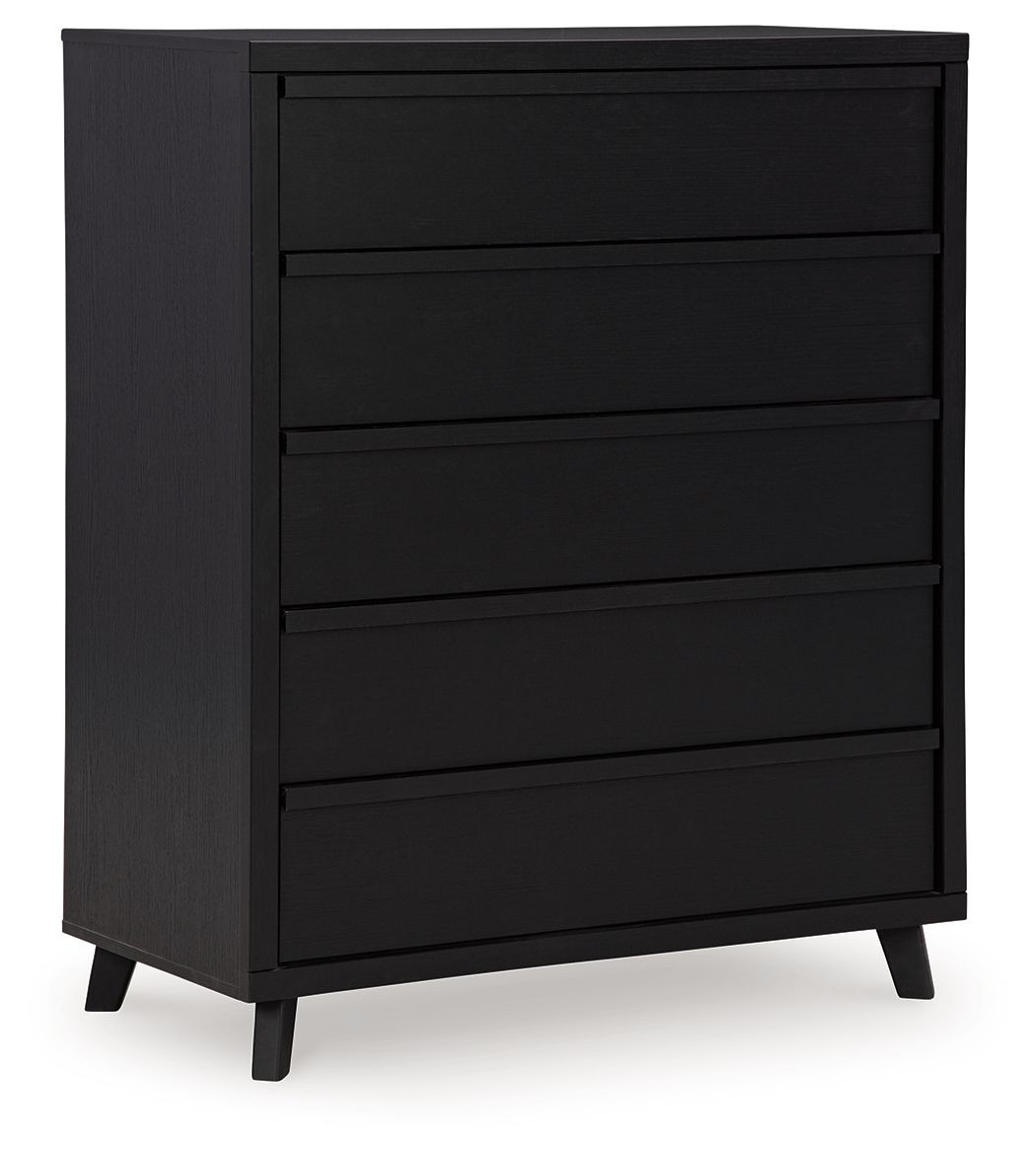 Signature Design by Ashley® Danziar - Black - Five Drawer Wide Chest | Meri Furniture