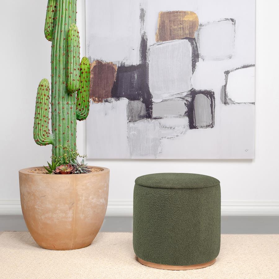 Coaster Fine Furniture Zena - Faux Sheepskin Upholstered Round Ottoman | Meri Furniture