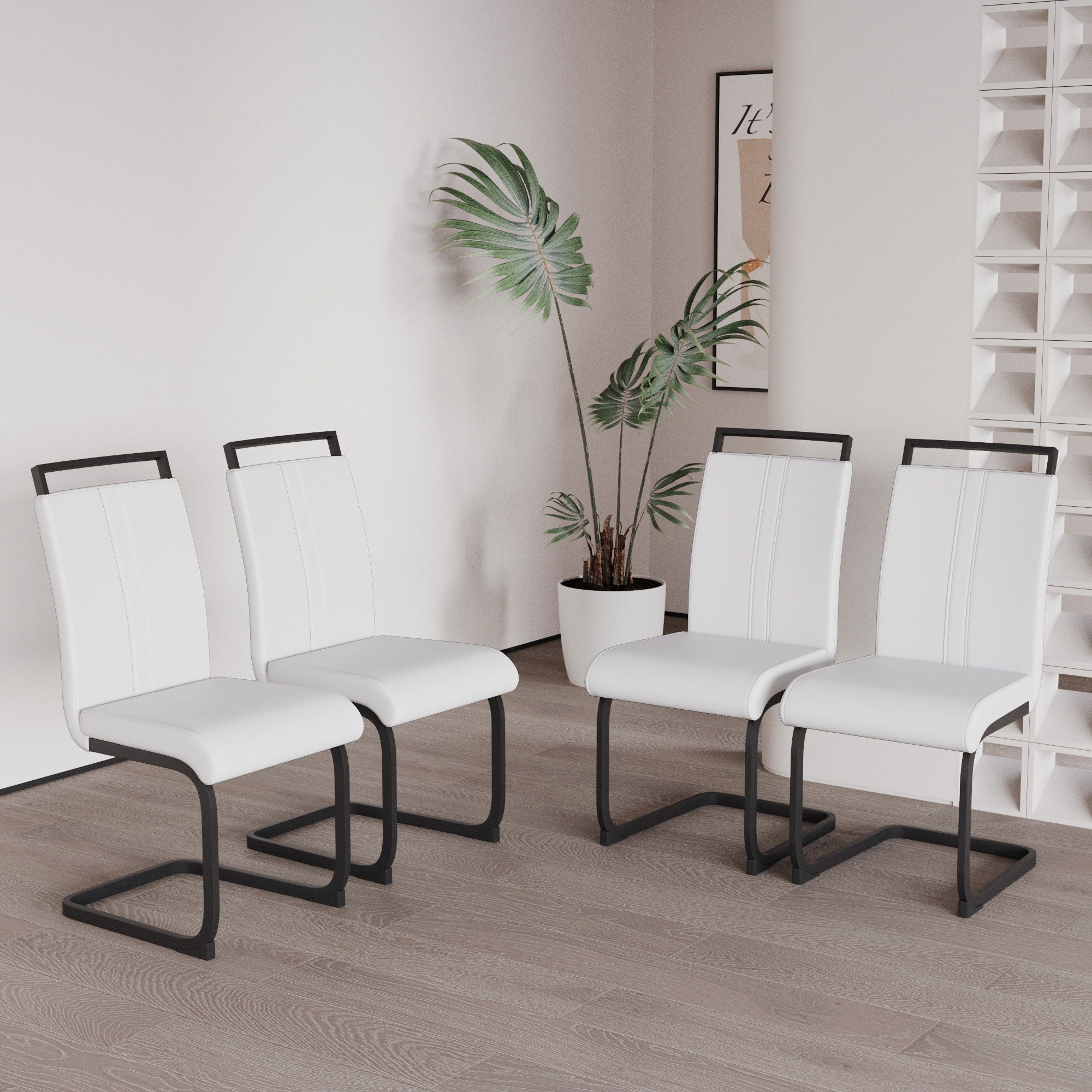 Modern Dining Chairs With High Back Upholstered Design Metal Legs