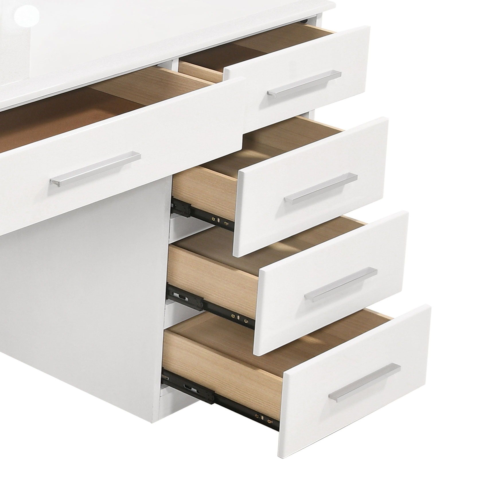 Sarah - 9 Drawer Vanity Desk With Mirror Set - White