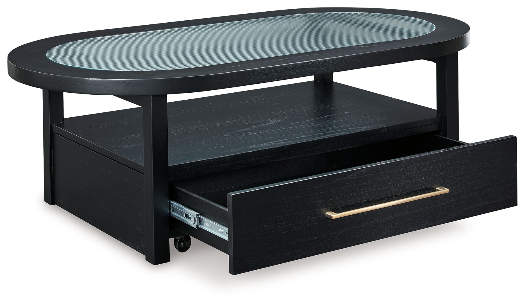 Signature Design by Ashley® Winbardi - Black - Oval Cocktail Table | Meri Furniture