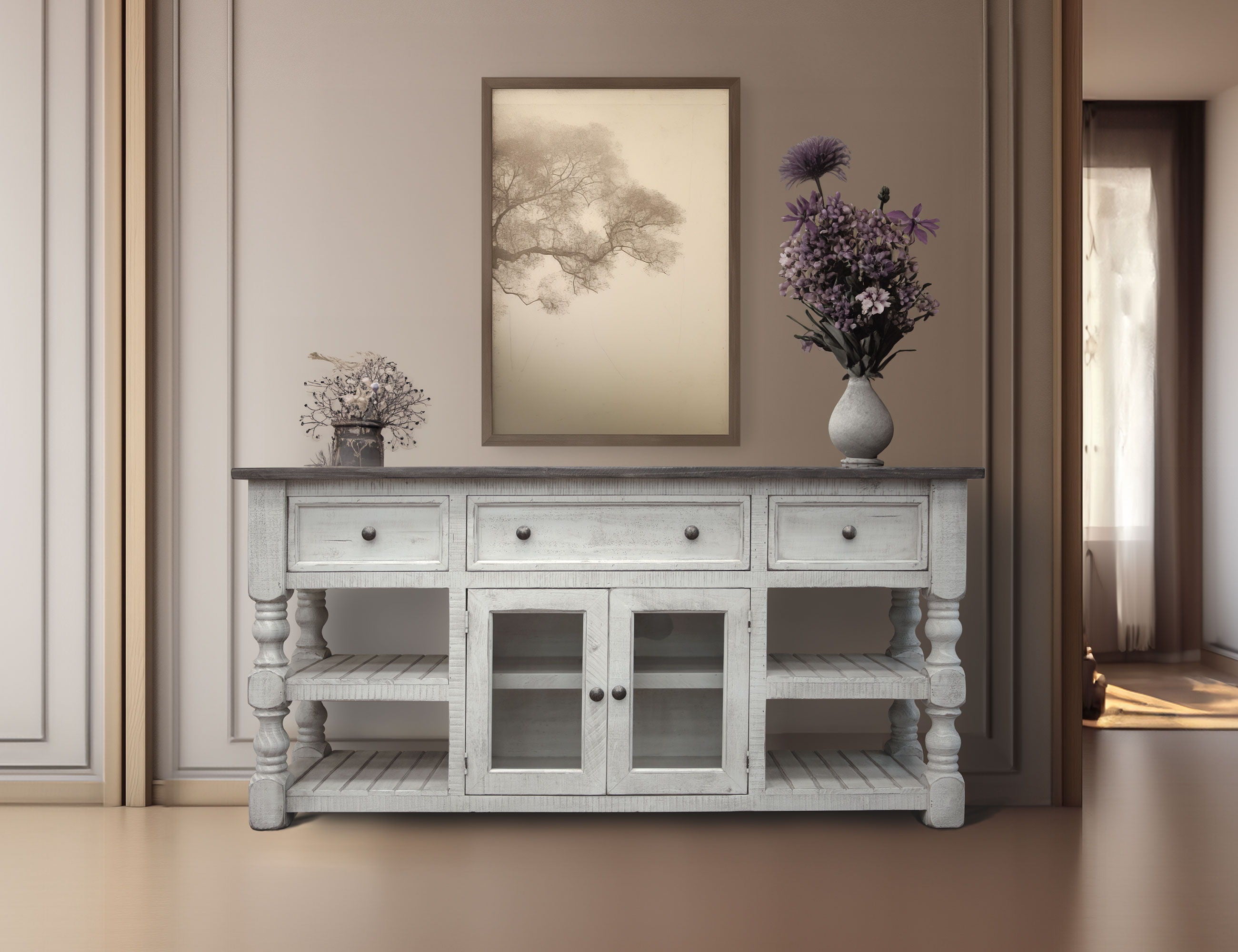 International Furniture Direct Stone - TV Stand with Drawers | Meri Furniture