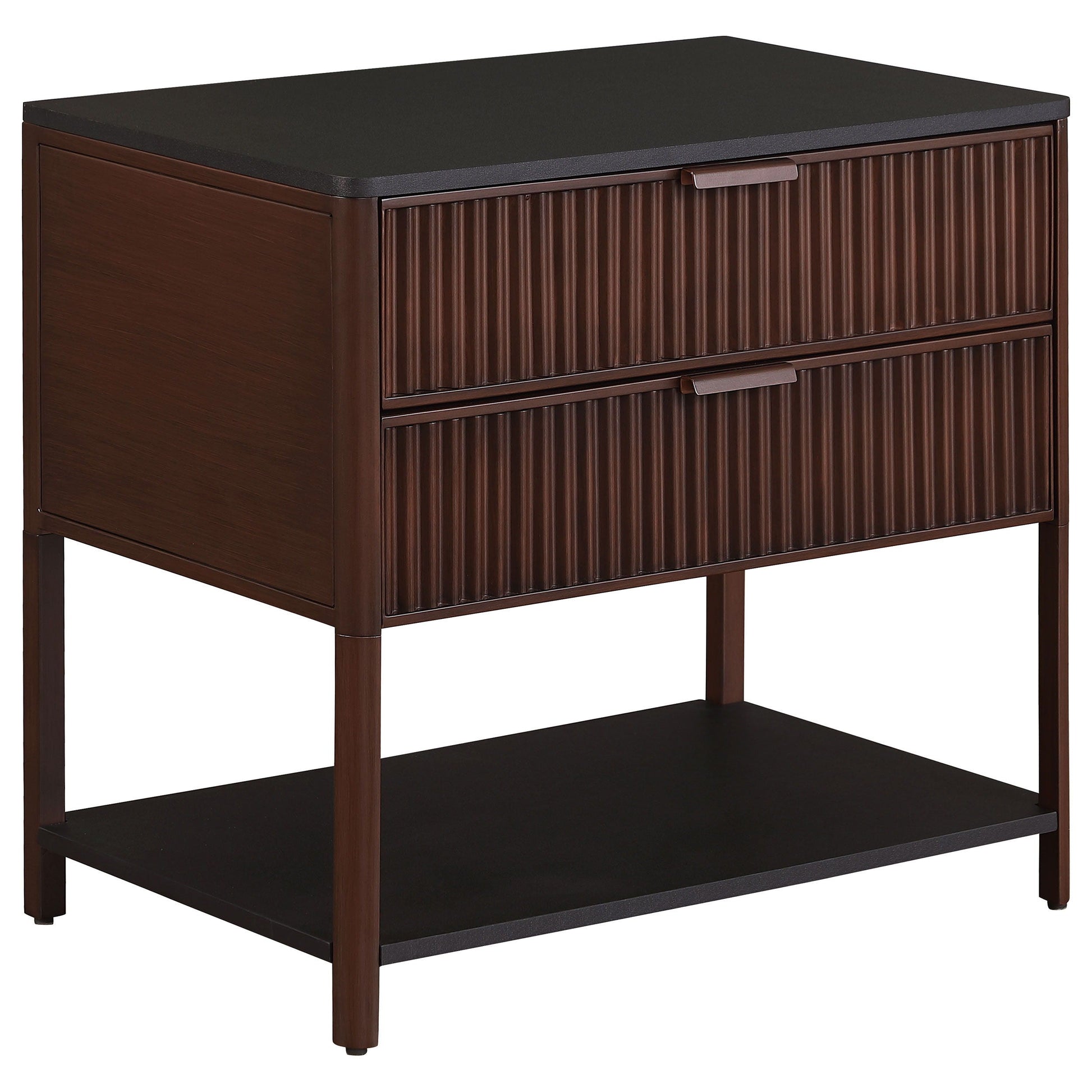Coaster Fine Furniture Zimmerlee - 2-Drawer Side Table with Shelf - Rust Brown | Meri Furniture