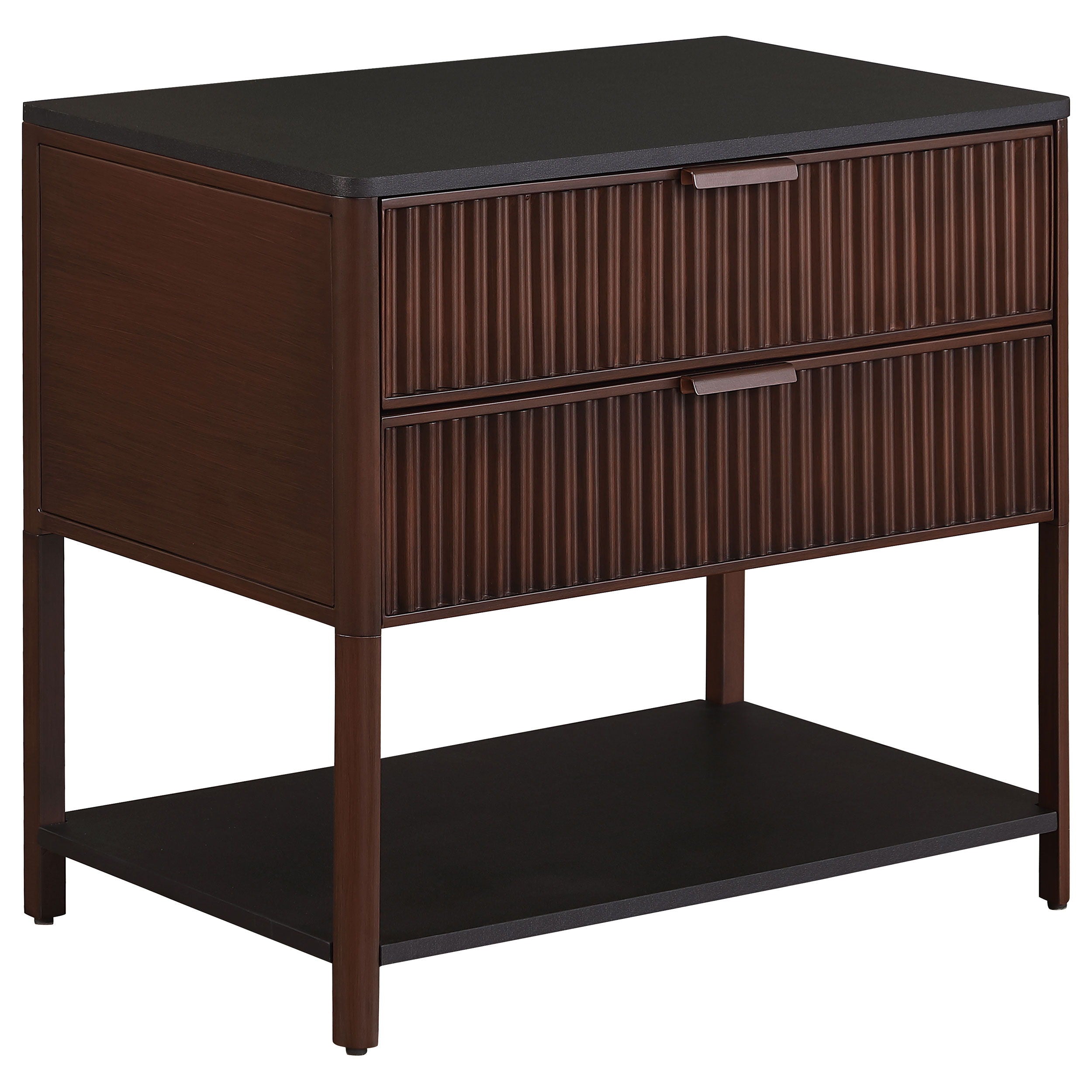 Coaster Fine Furniture Zimmerlee - 2-Drawer Side Table with Shelf - Rust Brown | Meri Furniture