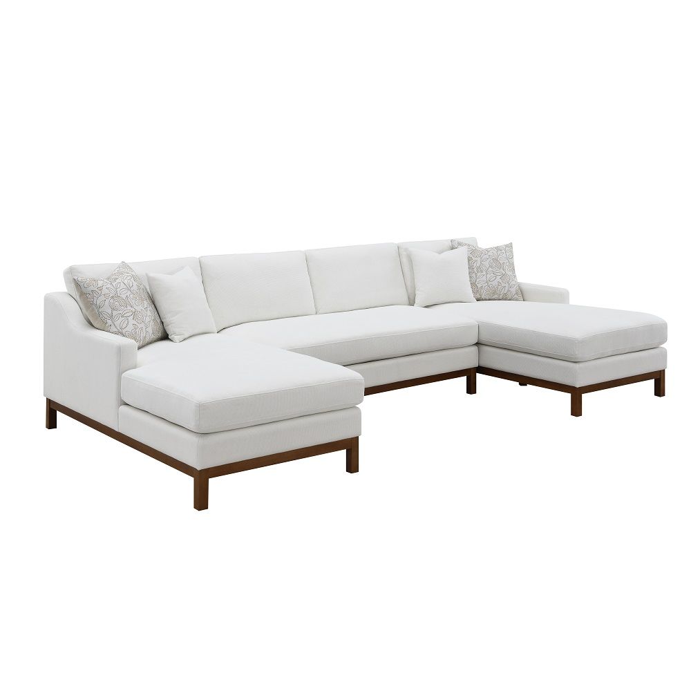 ACME Valiant - Sectional Sofa - Ivory Chenille | Meri Furniture