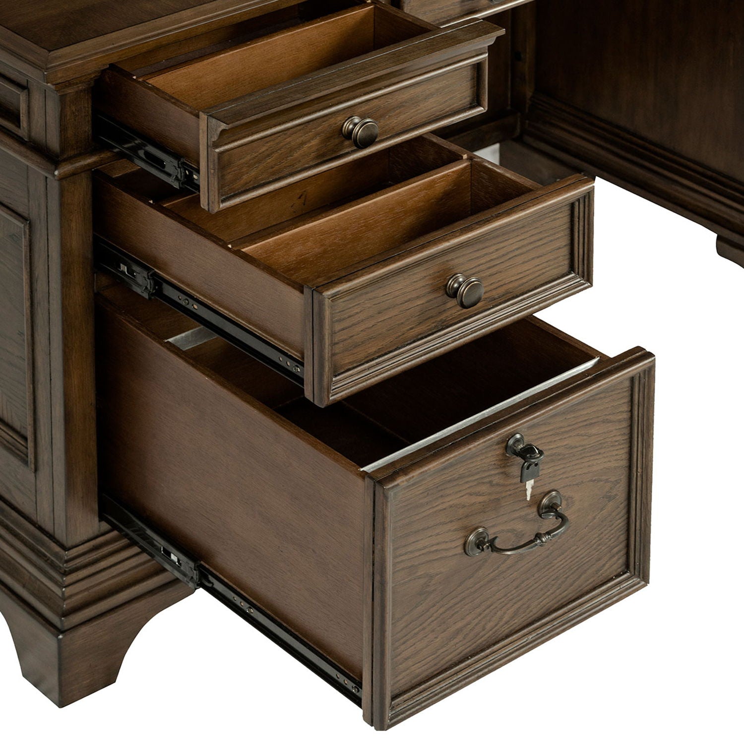 Stigham - 5 Drawer Credenza Office Desk - Oak