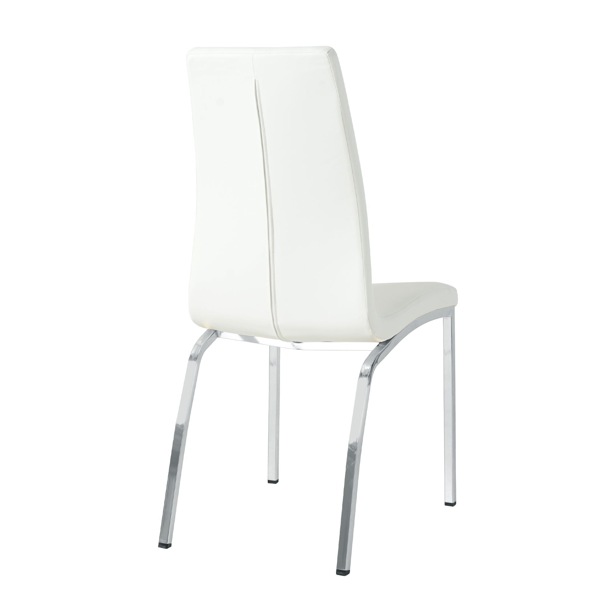 Modern Upholstered Dining Chair (Set of 4) With Electroplated Metal Legs - White