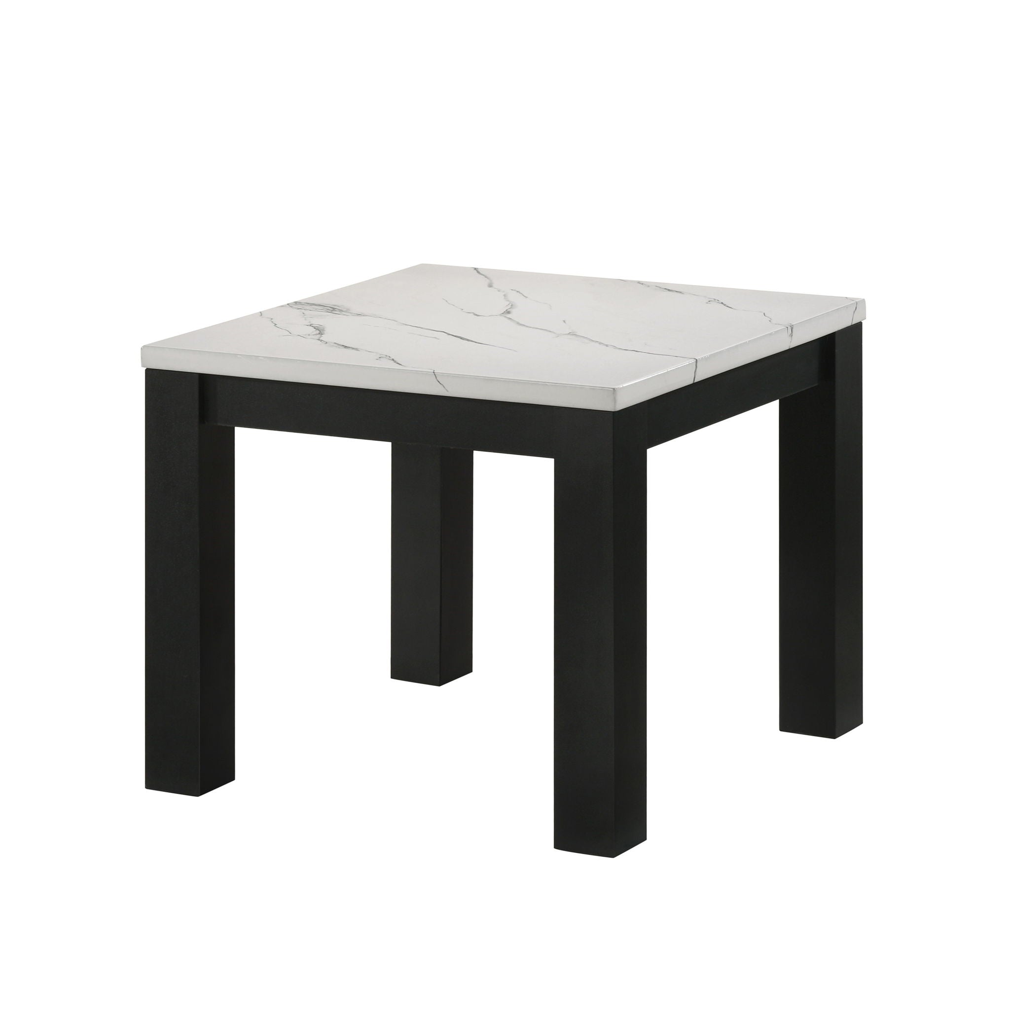 Modern 3 Piece Living Room Table Set With Faux Marble Top Wooden - Black / White