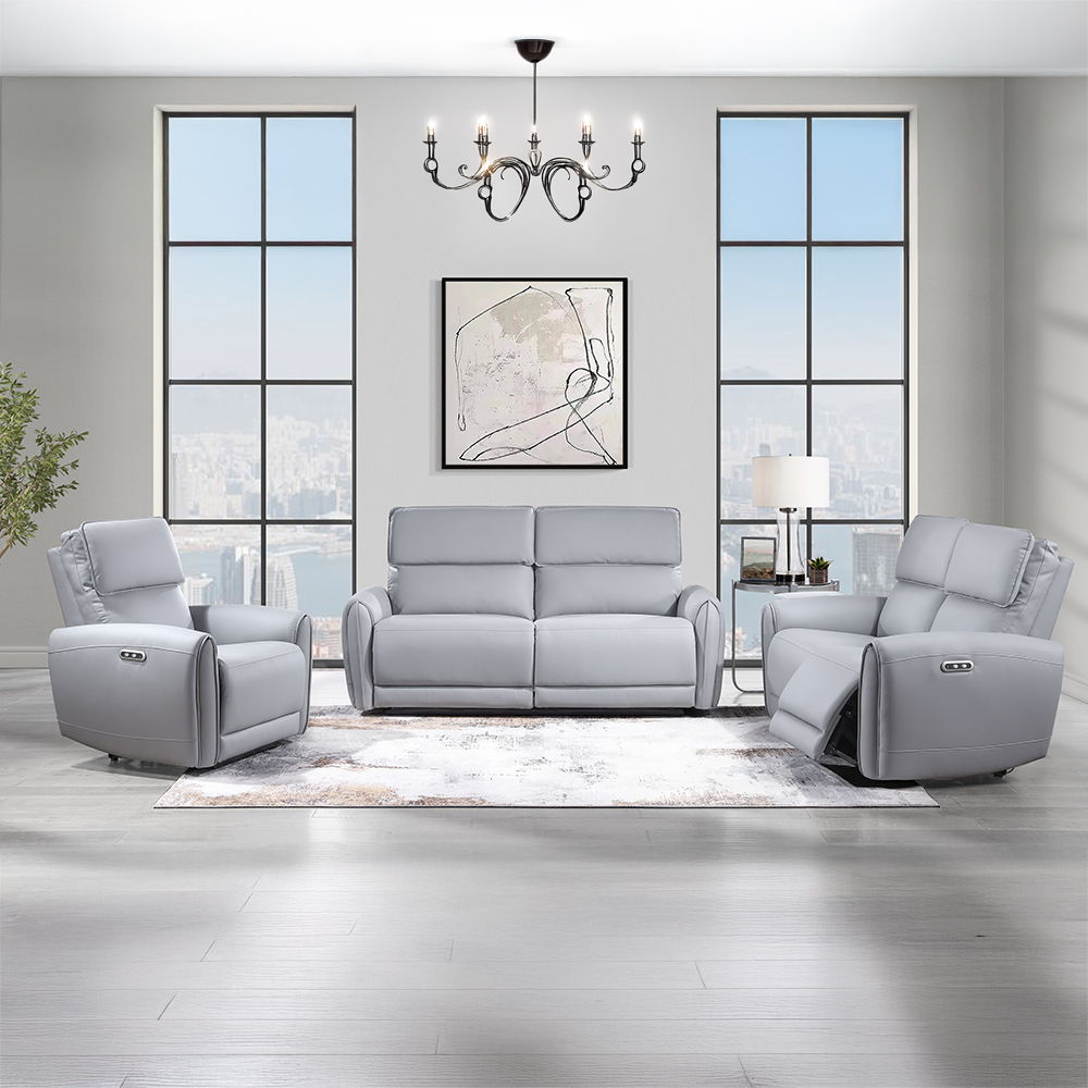 Jeromie - Power Motion Loveseat With USB Port - Gray Synthetic Leather