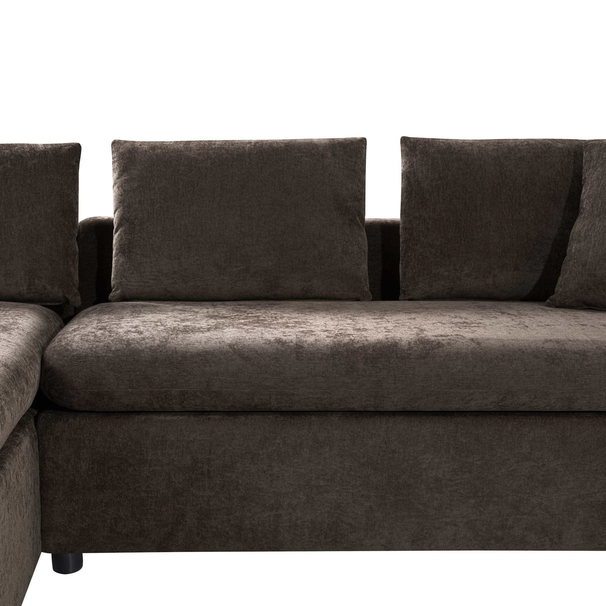 Modern L Shaped Sectional Sofa With Chenille Upholstery And Wooden Storage