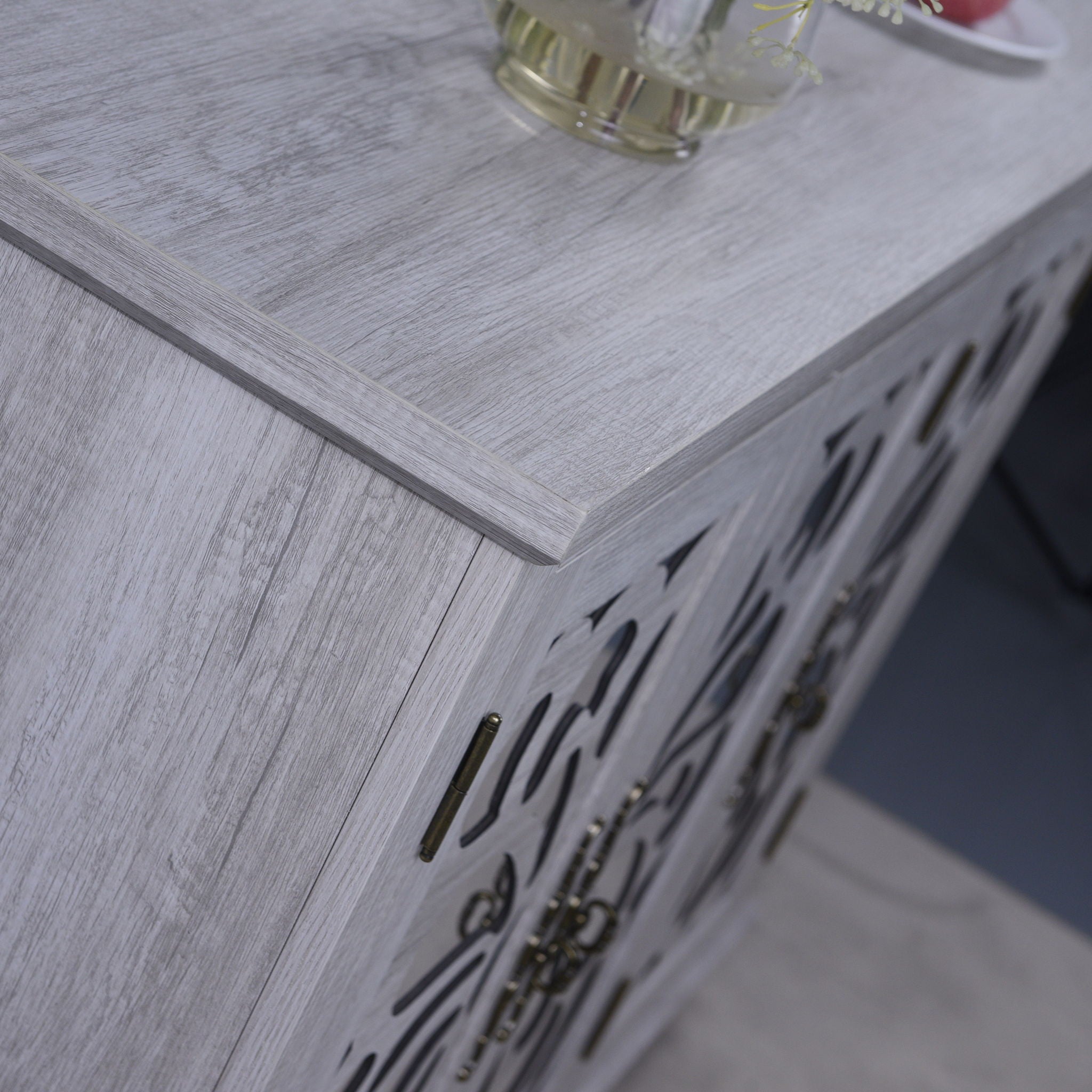 3 Door Mirrored Sideboard Cabinet With Adjustable Shelves