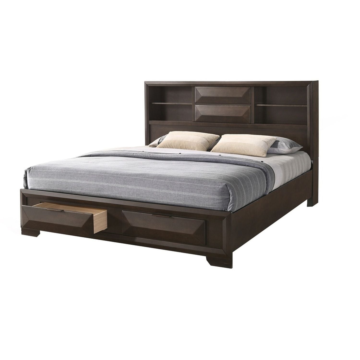 3 Piece Set Bed With Storage And 2 Nightstands