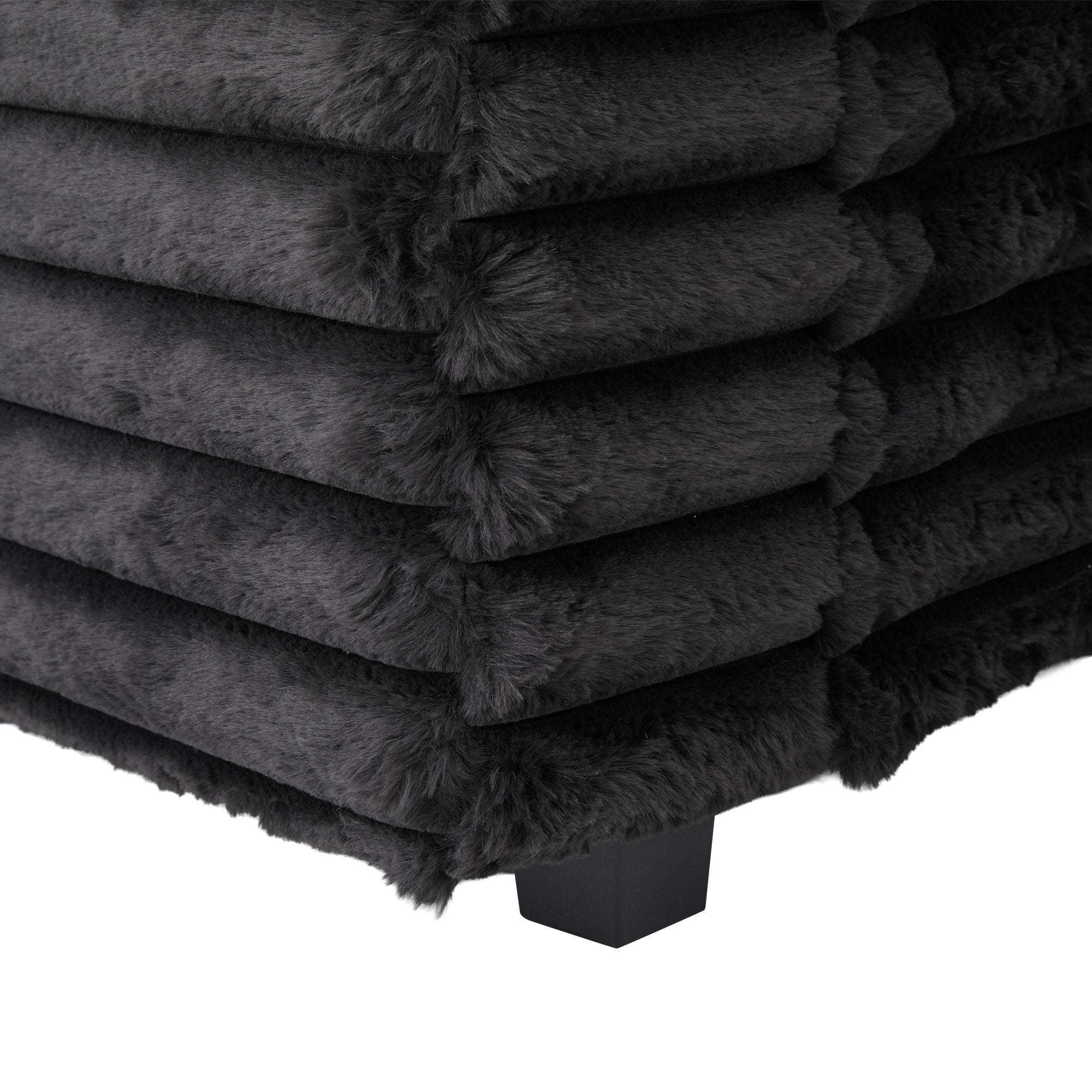 Plush Oversized Double Chaise Lounge Sofa Bed With USB Ports And Cup Holders