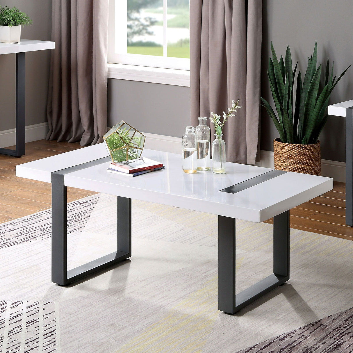 Furniture of America Eimear - Coffee Table - White / Black | Meri Furniture