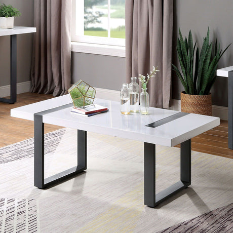 Furniture of America Eimear - Coffee Table - White / Black | Meri Furniture