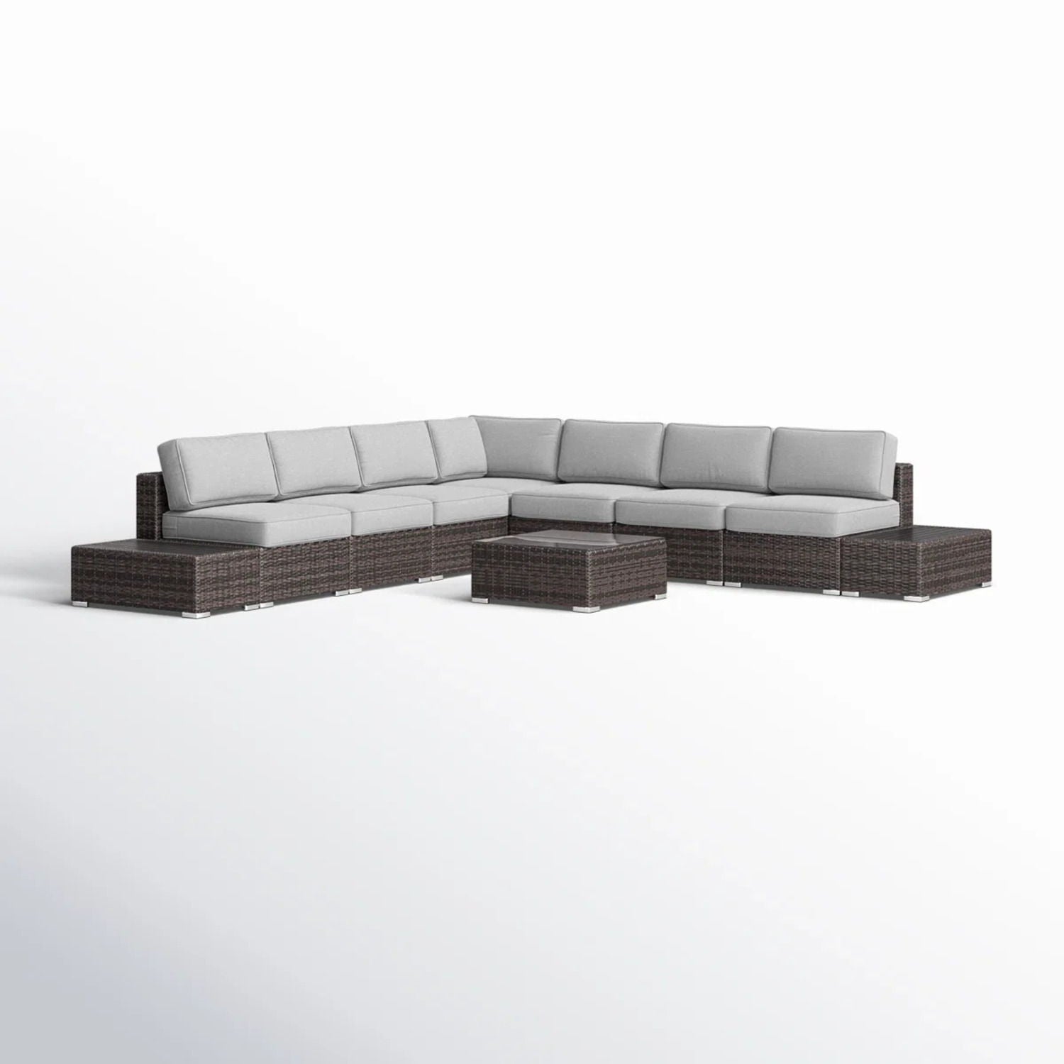 Wicker Sectional Seating Group With Plush Cushions