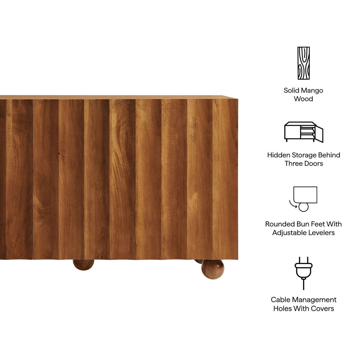 Sorren 54 Inch Scalloped Wood 3-Door Sideboard by Modway