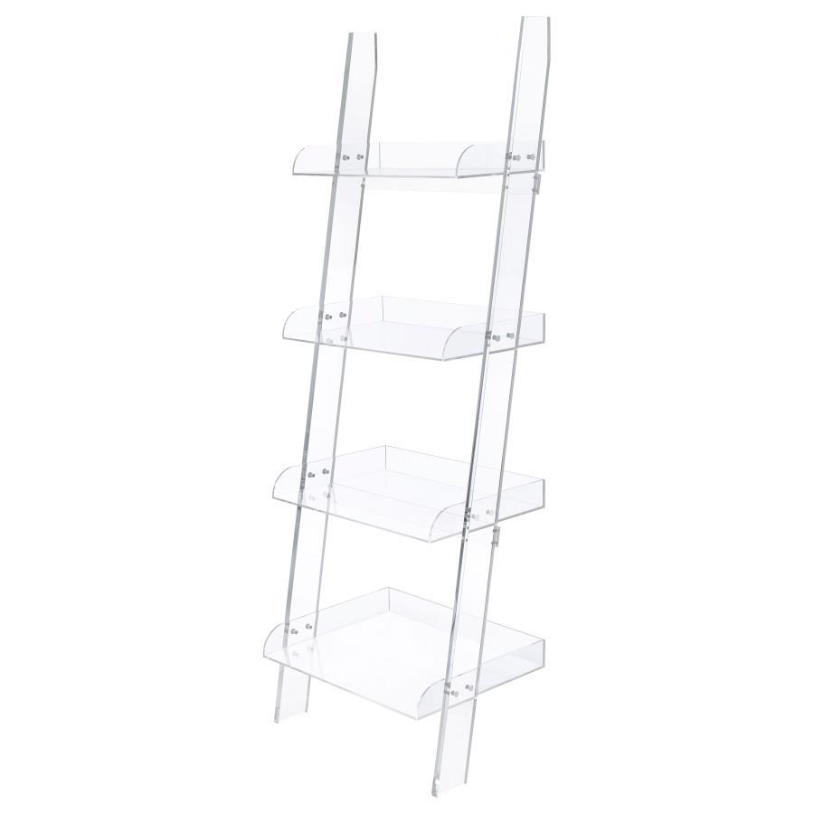 Coaster Fine Furniture Amaturo - 4-Shelf Acrylic Ladder Bookshelf - Clear | Meri Furniture