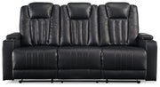 Signature Design by Ashley® Center Point - Black - Rec Sofa W/Drop Down Table | Meri Furniture