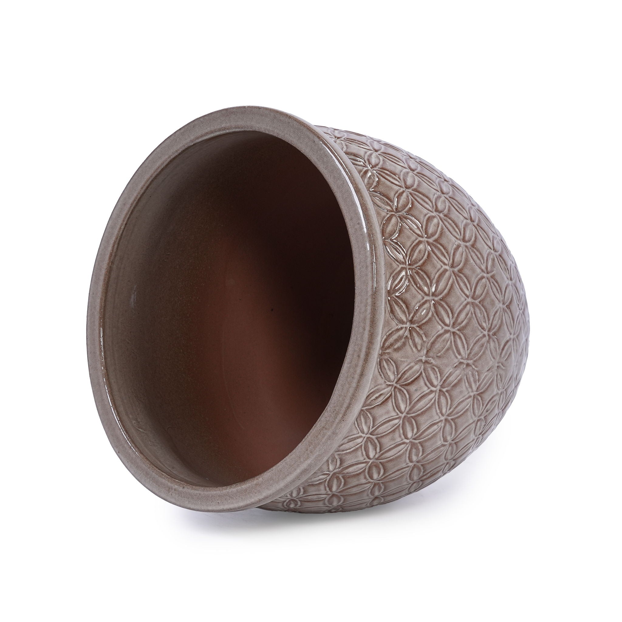 3 Pieces Ceramic Flowerpot, Planter For Patio & Garden Or Windowsills - Antique Yellow