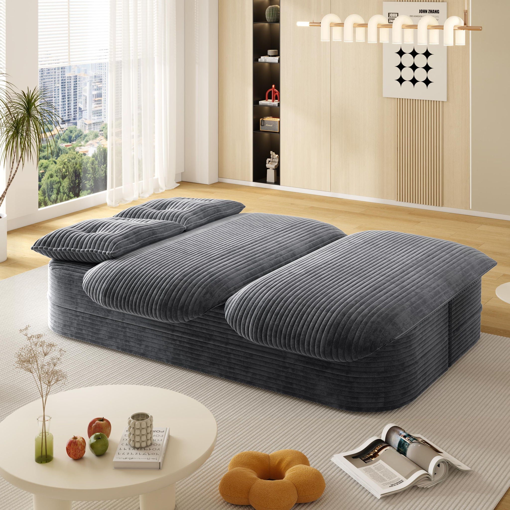 Convertible Floor Sofa Bed With Multi Functional Blanket