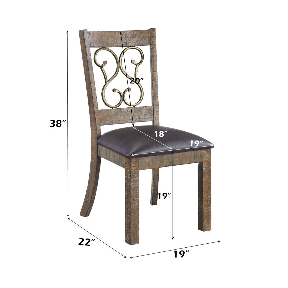 Raphaela - Side Chair Set of 2) - Black Synthetic Leather & Weathered Cherry
