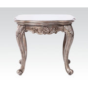 ACME KD, Square End Table w/Marble Top • Curved Apron w/Scrolled Ornamental Details • Leg: Queen Anne w/Leaf Accent | Meri Furniture