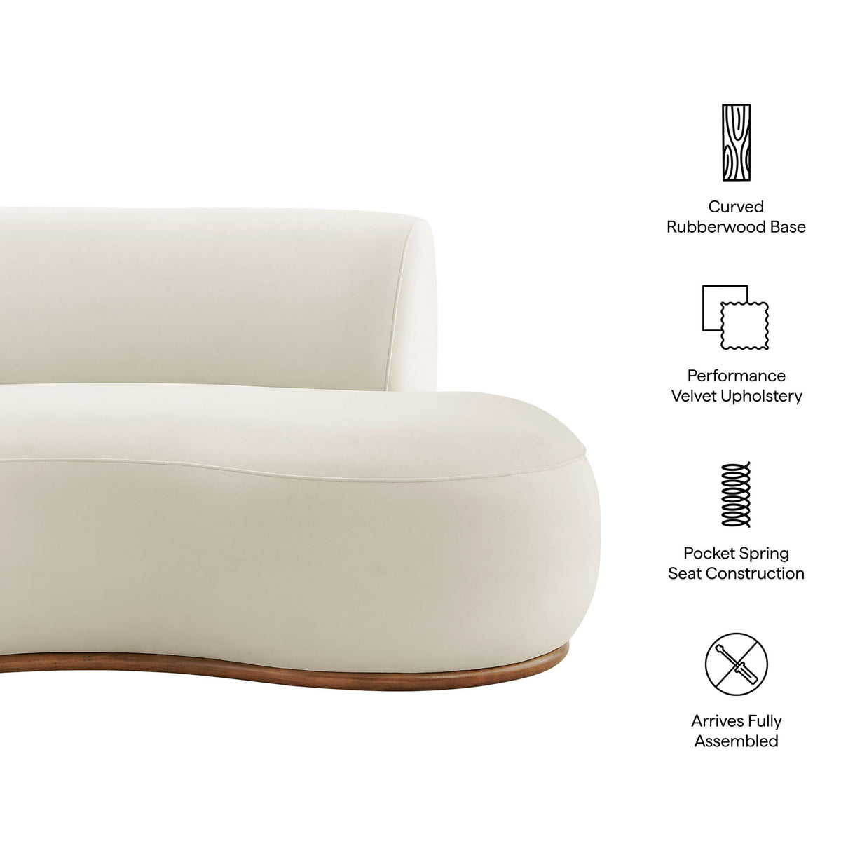 Rialta Curved Right-Arm Performance Velvet Sectional Loveseat by Modway